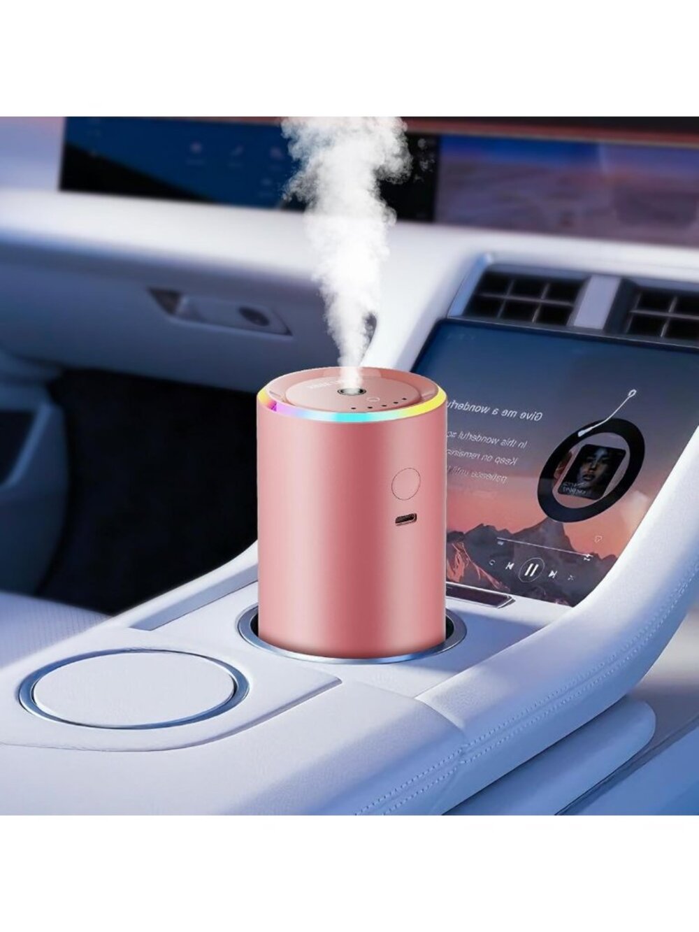 Vanilla Cream Car Air Freshener for Women, 100ml Aroma Diffuser & RGB Light